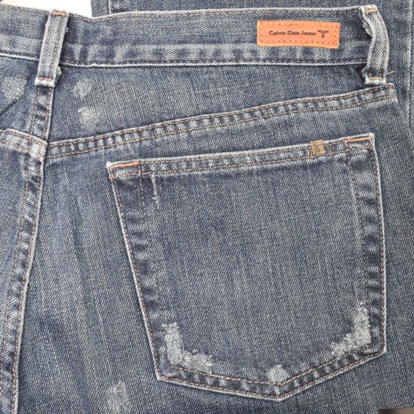 Calvin Klein Jeans Women's Size 10 Distressed Denim Flare Mid Rise Inseam 32 NWT - Picture 11 of 12